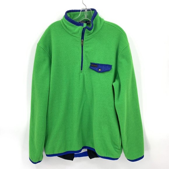 Polo Ralph Lauren Other - Polo Ralph Lauren Lime Green Fleece 1/4 Zip Pullover Vintage Mens XL